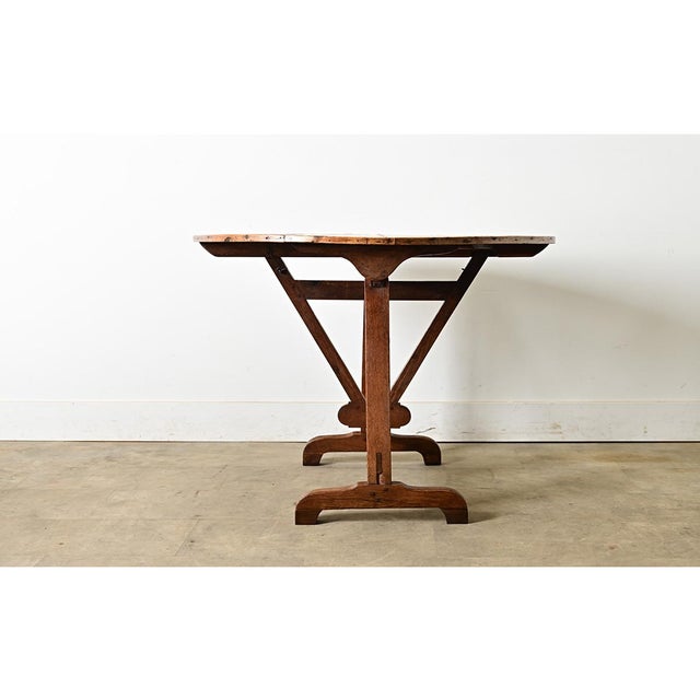French 19th Century Round Oak Tilting Vendange Table For Sale - Image 9 of 12