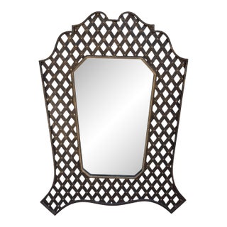Huge Modernist Wrought Iron Lattice Mirror For Sale