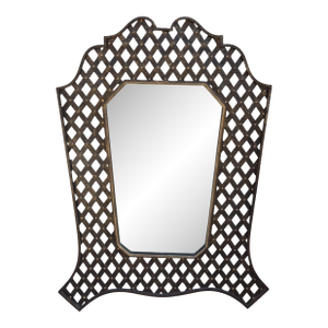 Huge Modernist Wrought Iron Lattice Mirror