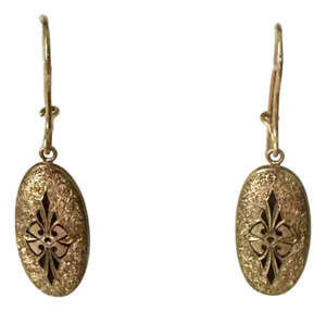 Late 19th Century Victorian 14k Gold Taille d'Epergne Enamel Pierced Earrings, A Pair