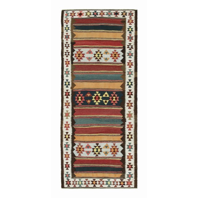 Red 1950s Vintage Shahsavan Persian Kilim in Stripes & Geometric Patterns From Rug & Kilim For Sale - Image 8 of 8
