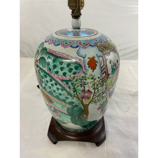 Chinese Famille Rose Porcelain Jar Lamp For Sale - Image 4 of 7