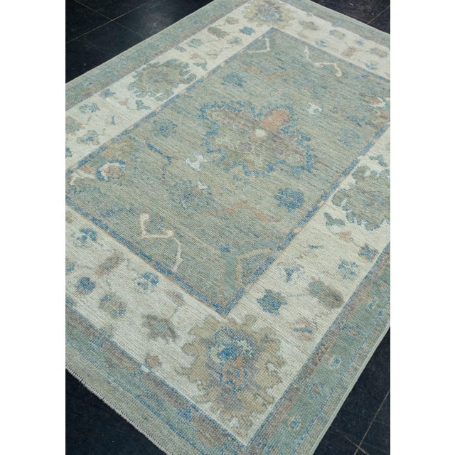 Turkish Turkish Oushak Rug 5' x 6'11" #17885 For Sale - Image 3 of 8