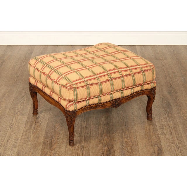 Don Ruseau French Louis XV Pair of Carved Walnut Bergeres and Matching Ottoman For Sale - Image 10 of 12