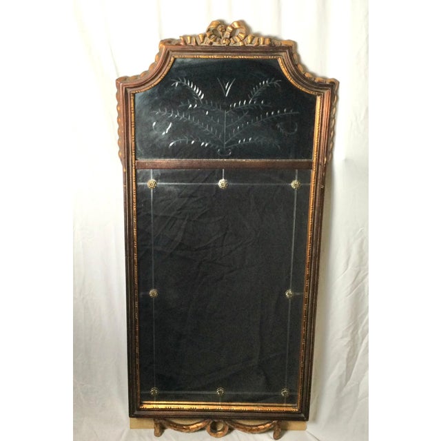 20th Century Gilt wood mirror with Etched Design.