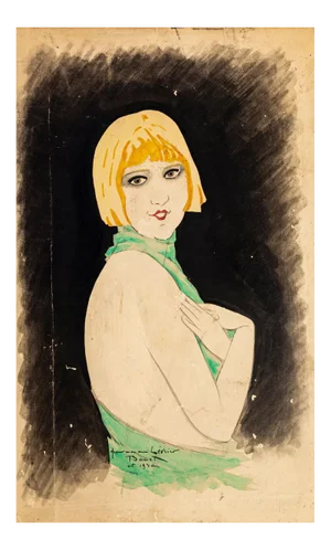 Portrait of Woman - Original Ink and Watercolor Drawing by Paul Bonet - 1930 1930