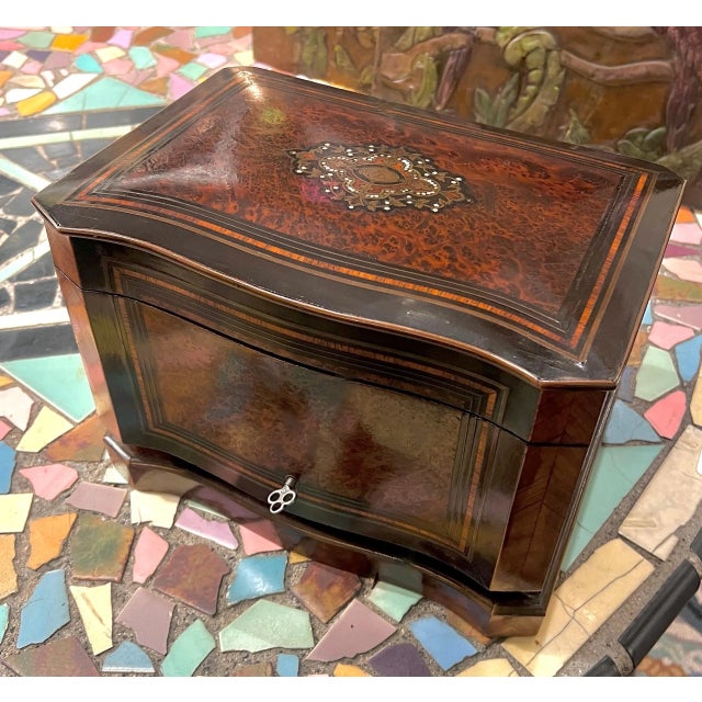 19th C. Napoleon Mother of Pearl and Rosewood Cigar Cellar with Four Drawers For Sale - Image 4 of 7