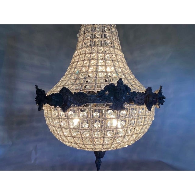 Charcoal 1970s French Louis XVI Rococo Charcoal Bronze Chandelier 1pc For Sale - Image 8 of 18