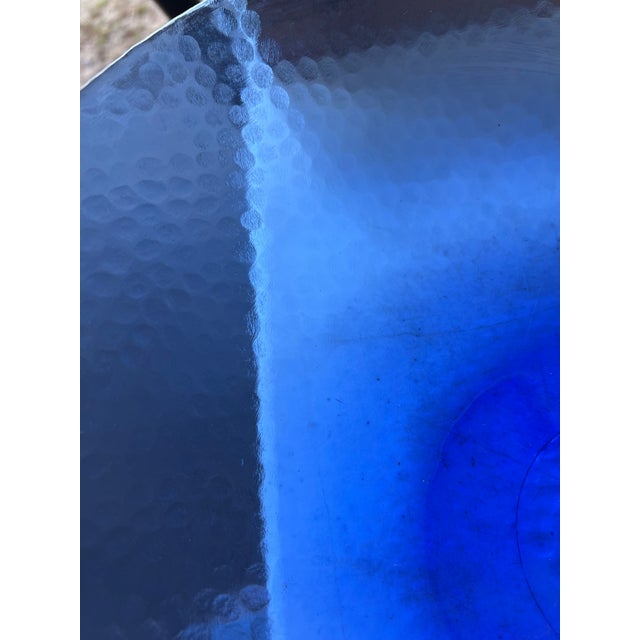 Large Cobalt Blue Texured Glass Bowl. This 15” in diameter bowl could be used for serving salad or pasta. It could also be...