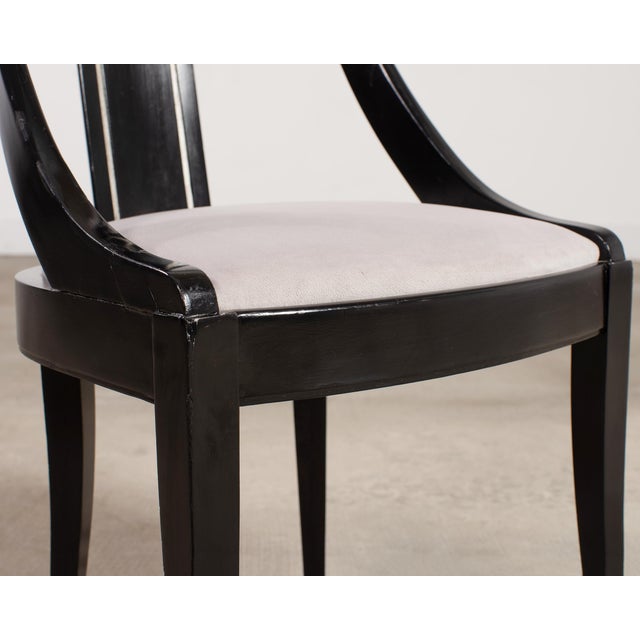 Set of Eight French Art Deco Lacquered Gondola Dining Chairs For Sale - Image 14 of 18