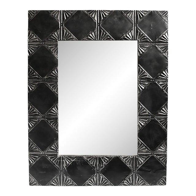 Leia Vintage Black Ceiling Tin Mirror For Sale