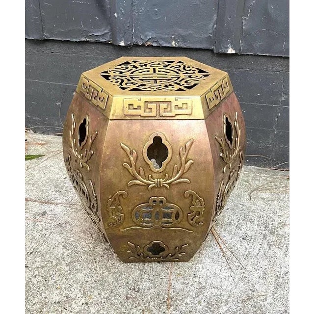Mastercraft Mastercraft Asian Solid Brass Garden Stool For Sale - Image 4 of 5