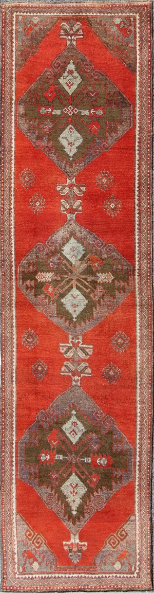 Keivan Woven Arts, Tu-Vey-95060, 1930’s Vintage Turkish Oushak Runner-3' X 11'10