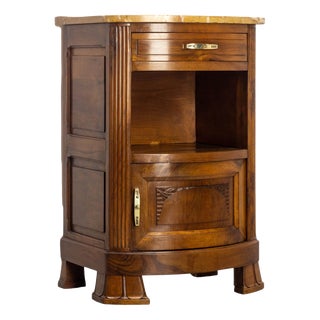 French Walnut, Marble and Bronze Nightstand, 1920 For Sale