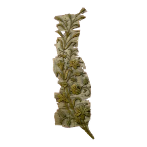 Early 19th Century Gold Embroidery Banner Fragment Flowers Branch (B)