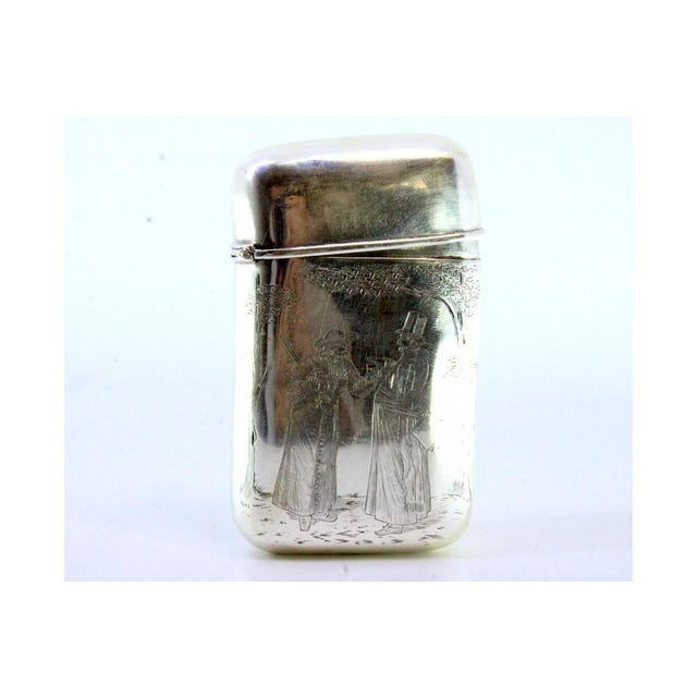 Plain Silver Cigarette Case with Monogram Card For Sale - Image 3 of 8