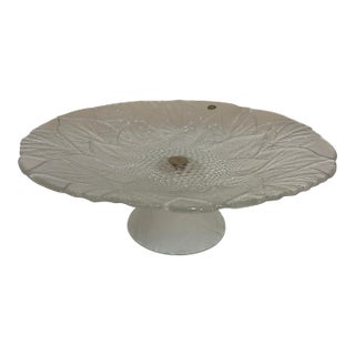 Vintage Hoya Japan Botanical Glass Pedestal Cake Stand For Sale
