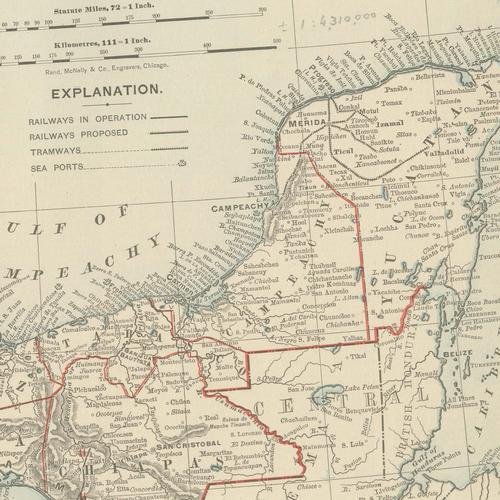 19th Century Antique Map of Mexico with Valley of Mexico Inset by Rand McNally, 1899 For Sale - Image 5 of 12