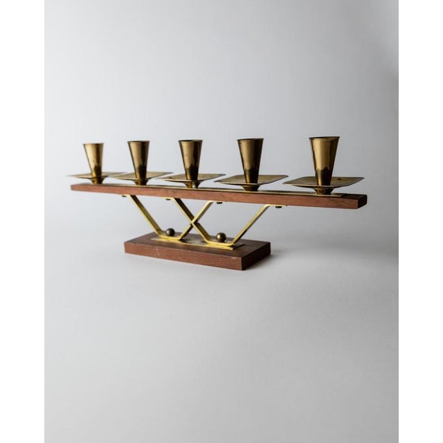 Vintage Candleholder in Wood and Brass, 1970s For Sale - Image 11 of 13