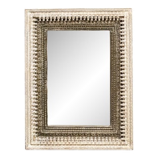 Large Carved & Painted Mirror From India For Sale