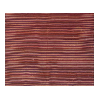 1950s Multicolor Stripe Vintage Turkish Decorative Kilim Small Flatweave Rug For Sale