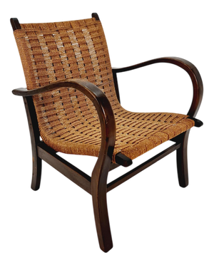 Vintage Bauhaus Papercord Armchair by Ehrich Dieckmann, 1930s