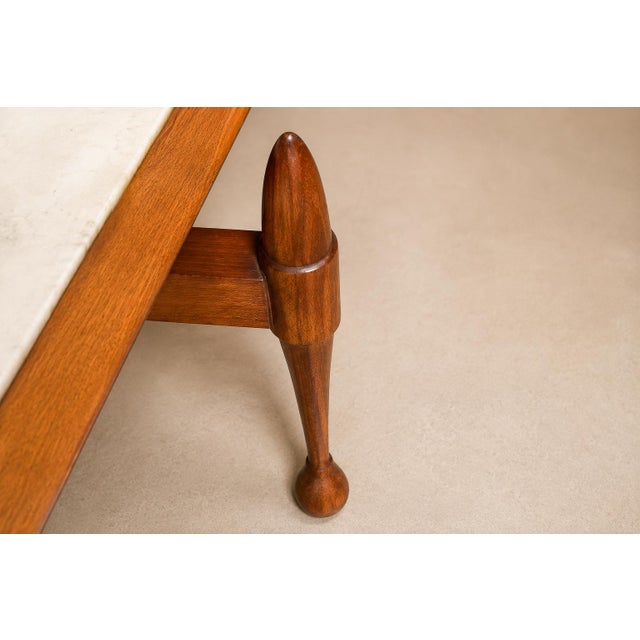 Brazilian Modern Coffee Table in Caviúna Wood and Marble by Bertomeu, Brazil, 1960s For Sale In New York - Image 6 of 17