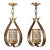 1950s Spanish Gilt Wrought Iron Lantern Pendants – Neoclassical Mid-Century Modern Ceiling Lights, Pair For Sale