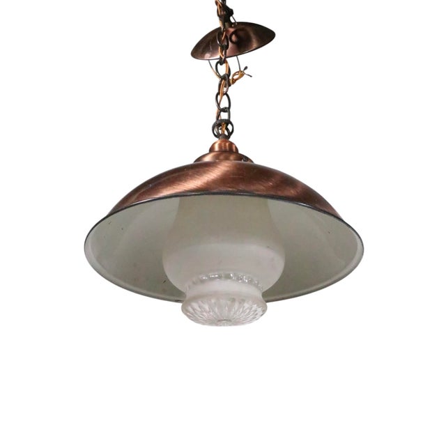 Mid 20th Century Kitchen Chandelier Copper Finish With Glass Shade by the Progressive Mfg.Co. For Sale - Image 14 of 14