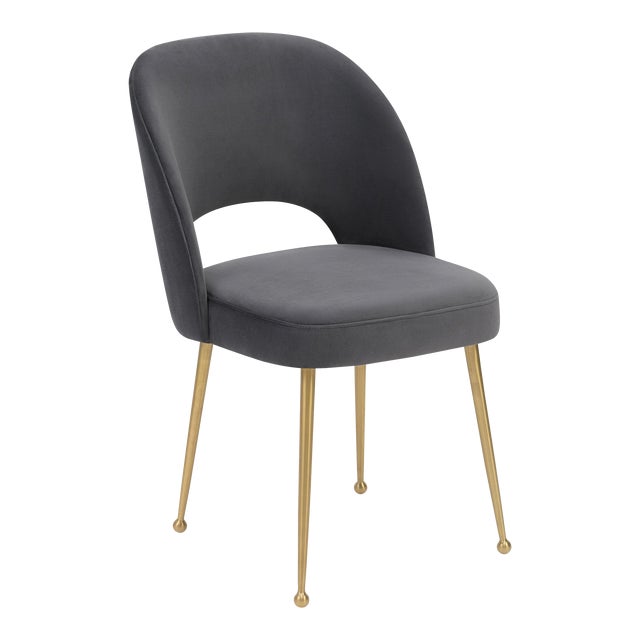 Swell Dark Grey Velvet Chair For Sale