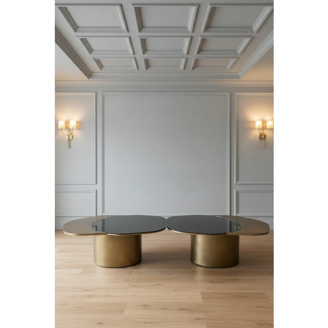 Modern Modern 132" Irregular Shape Luxury Kaylee Dining Table in Brass For Sale - Image 3 of 11