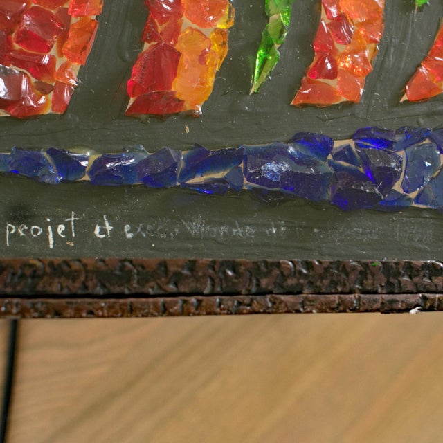 Mid-Century Wrought Iron and Glass Mosaic Side Coffee Table, France 1960s For Sale - Image 12 of 18