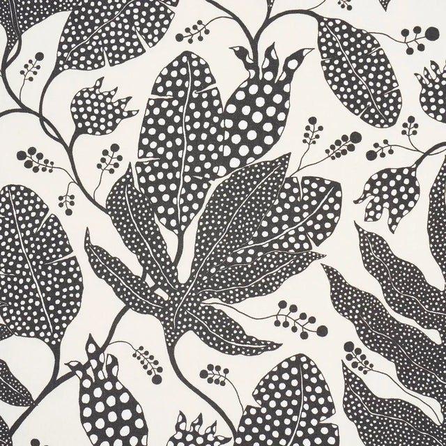 Contemporary SAMPLE - Schumacher x Marian Mcevoy Polka Dot Jungle Fabric In Black & Cream For Sale - Image 3 of 4