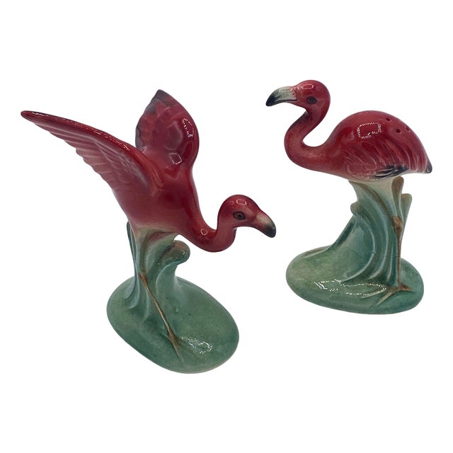Mid 20th Century Flying Flamingo Ceramic Salt & Pepper Shaker Set, Japan For Sale