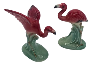 Mid 20th Century Flying Flamingo Ceramic Salt & Pepper Shaker Set, Japan