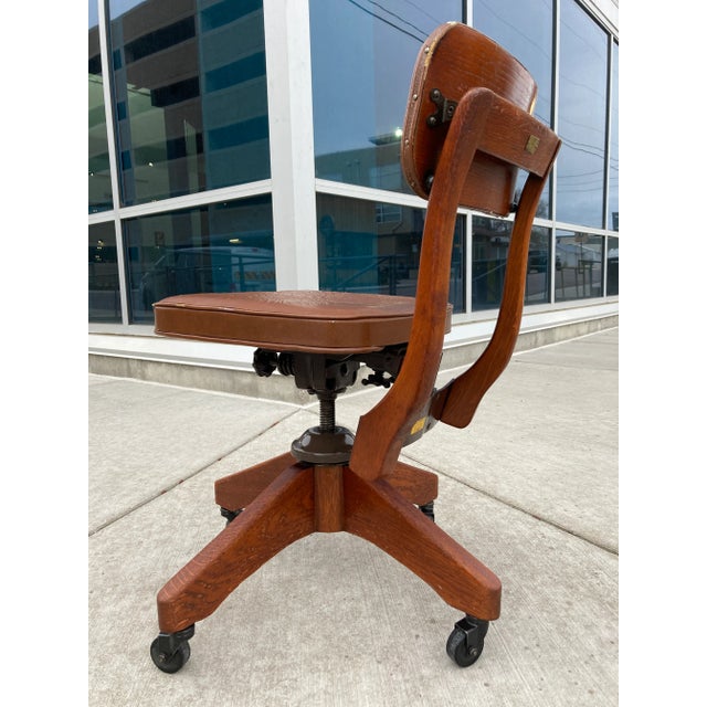 B.L. Marble Chair Company Early 20th Century Gunlocke Style Swivel-Tilt Desk Chair From B. L. Marble Chair Co. For Sale - Image 4 of 13