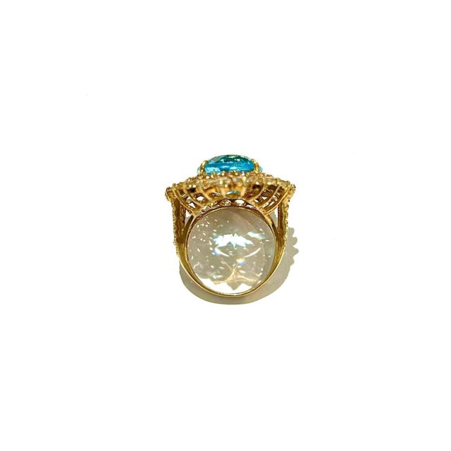 Bochic "Orient" Vintage Natural Blue & White Topaz Ring Set 18K & Silver For Sale - Image 13 of 18