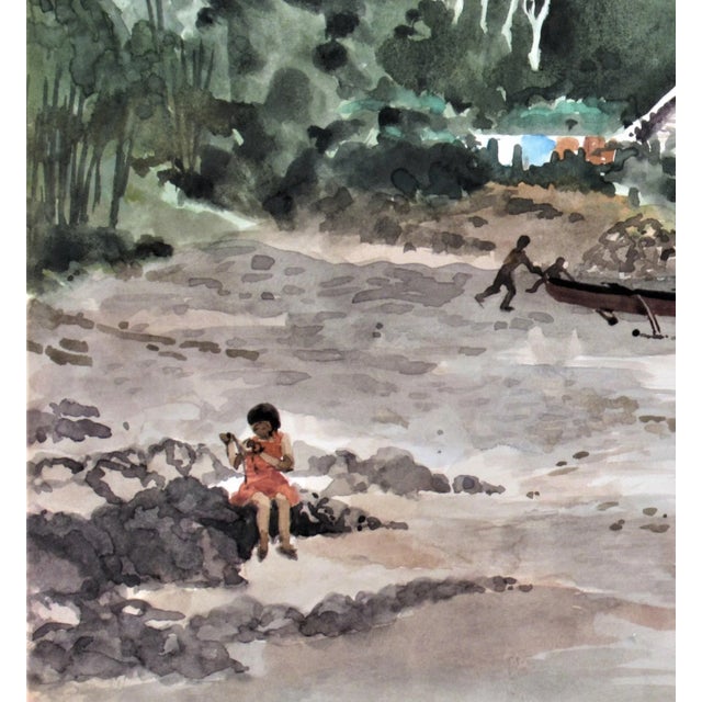 This artwork "Coastal Landscape with Child" c.1970 is a watercolor on paper by noted Filipino artist Teresita (Tessie)...