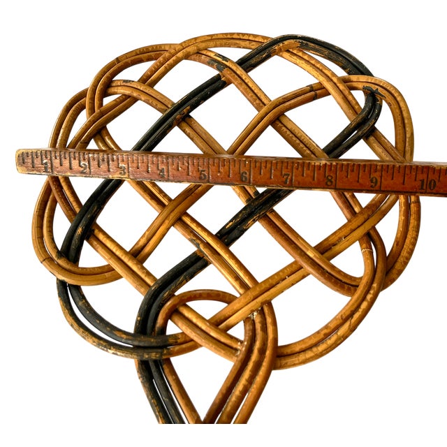 Tan Vintage Handwoven Rattan Rug Beater With Twisted Handle – English Country Cottage Decor For Sale - Image 8 of 8