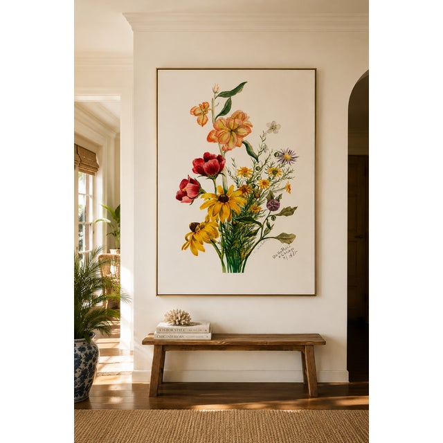 English Vintage Wildflowers Study, Botanical Art Print Reproduction, 32" X 48" For Sale - Image 3 of 9