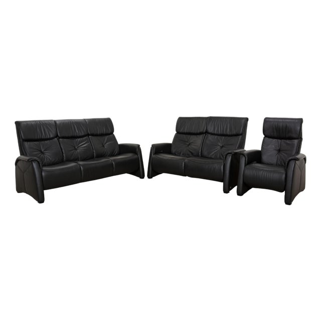 Model 4978 3-Seater Sofa, 2-Seater Sofa and Armchair in Anthracite Leather from Himolla, Set of 3 For Sale