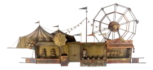Signed Curtis Jere Brass Carnival Scene Ferris Wheel Wall Sculpture