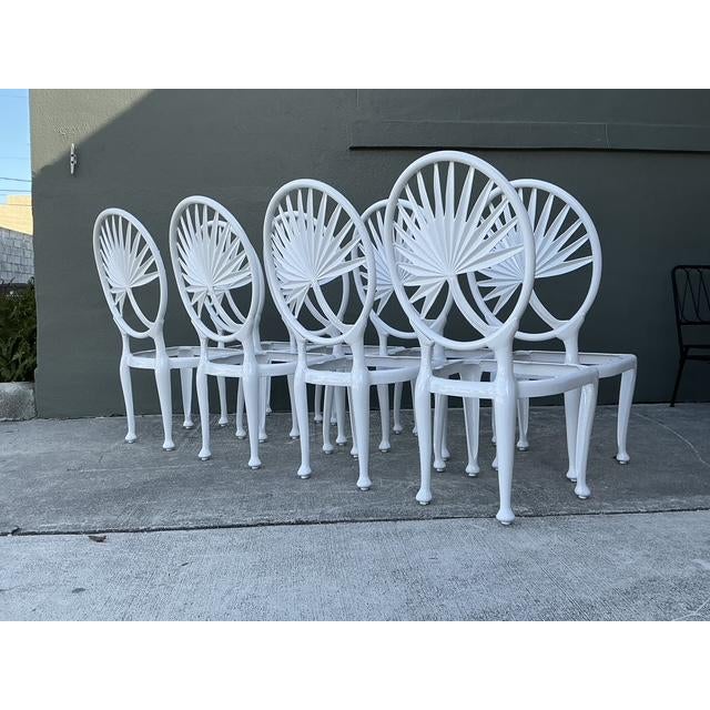 Metal Vintage Palm Frond Cast Aluminum Dining Chairs - Set of 8 For Sale - Image 7 of 12