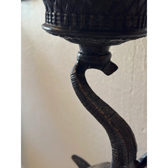 A rare and breathtaking find! This pair of monumental bronze elephant pedestal stands commands attention from the moment...