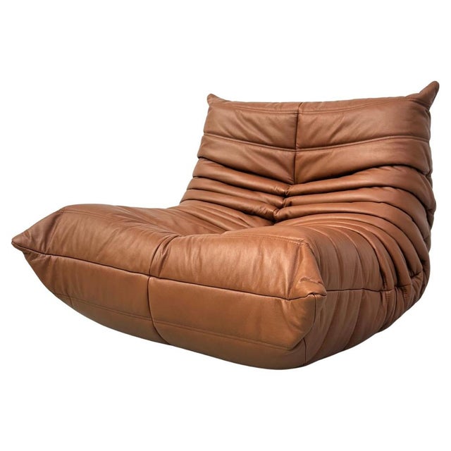 French Togo Lounge Chair in Brown Leather by Michel Ducaroy for Ligne Roset For Sale - Image 12 of 12