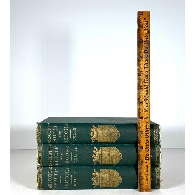 Antiquarian Book Set: Prescott's Philip II, 1869 Three-Volume History For Sale - Image 9 of 10