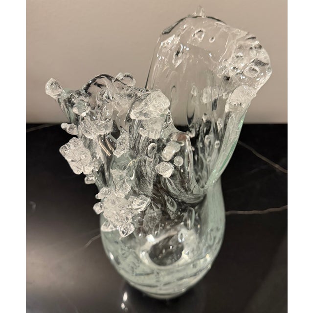 Sculptural “Dual Wave” Art Glass Vase by Studio a / Global Views For Sale - Image 12 of 15