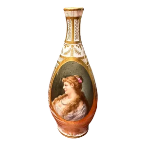 R K Dresden Porcelain Portrait Vase Circa 1900