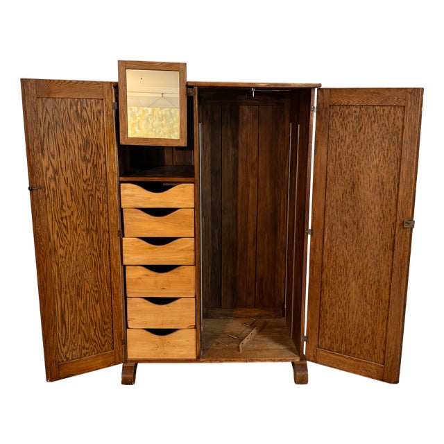 Large Antique Hardwood Wardrobe / Armoire. Vintage Early 1900s. For Sale