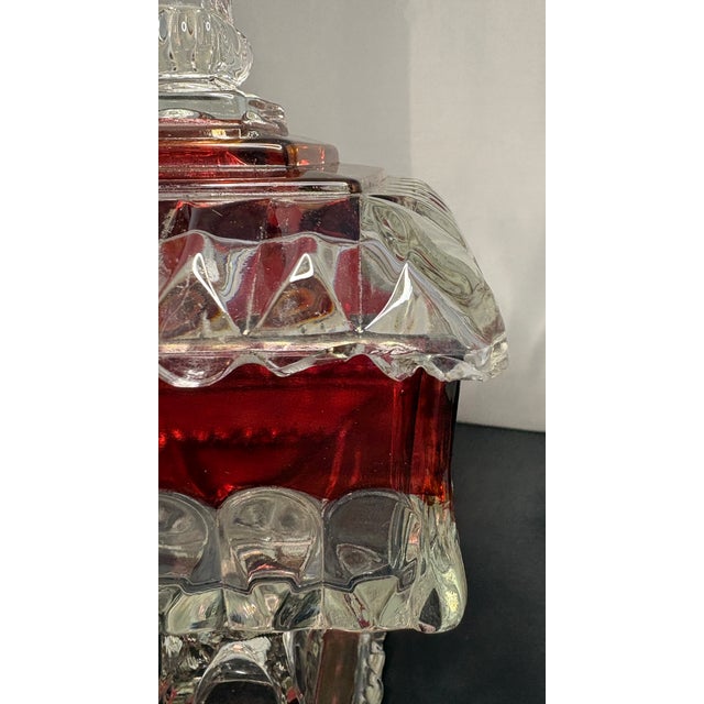 Westmoreland Glass Mid-Century Westmoreland Ruby Flash Compote or Candy Dish For Sale - Image 4 of 7